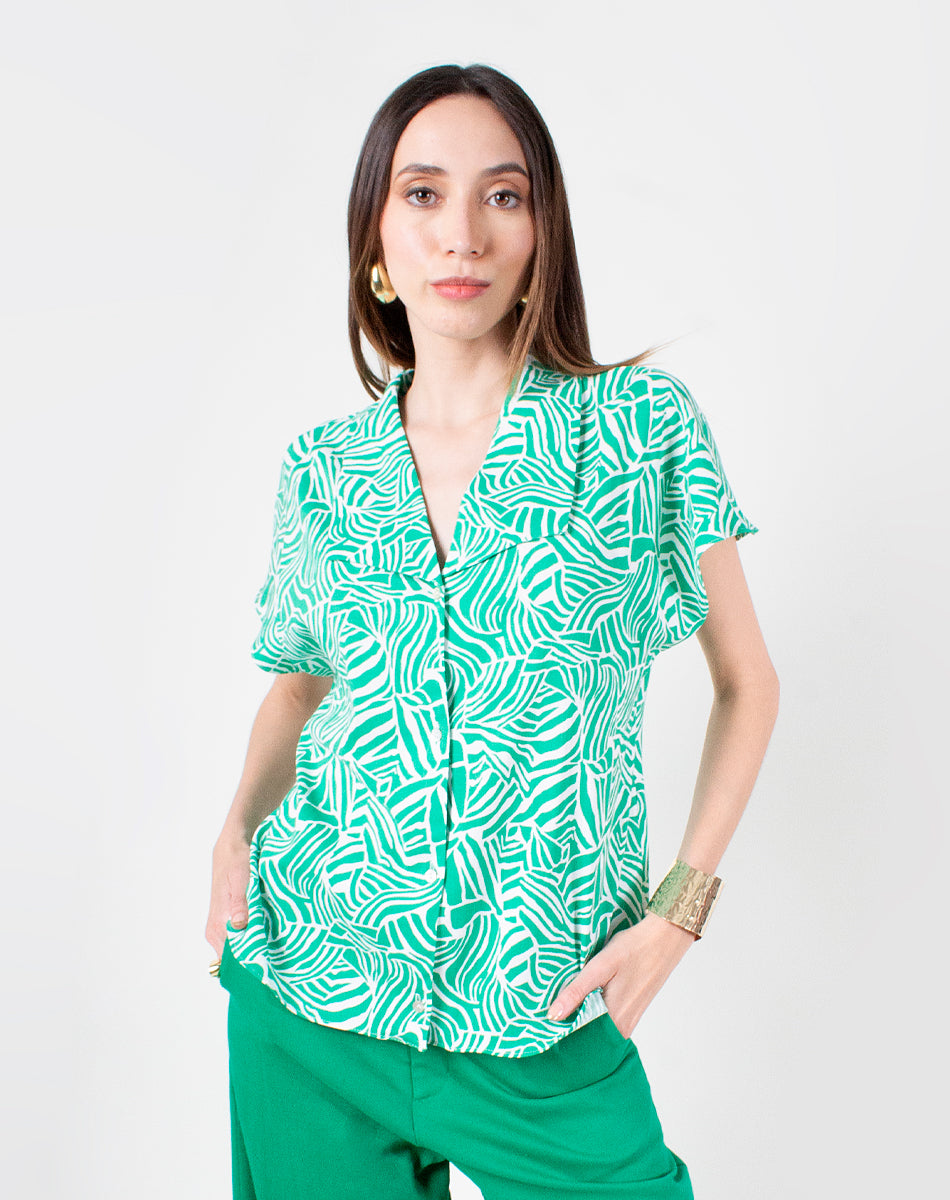 Blusa shops cuello camisero