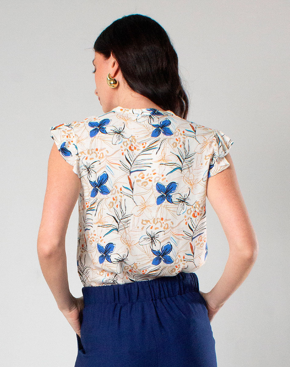 Blusa Cuello Mao Floral