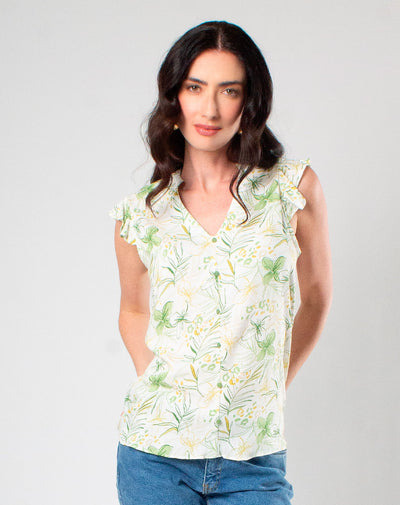 Blusa Cuello Mao Floral