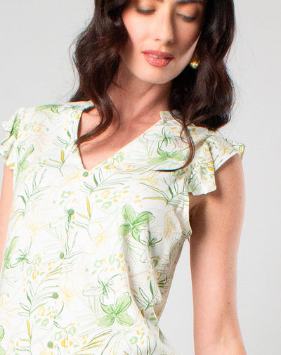 Blusa Cuello Mao Floral