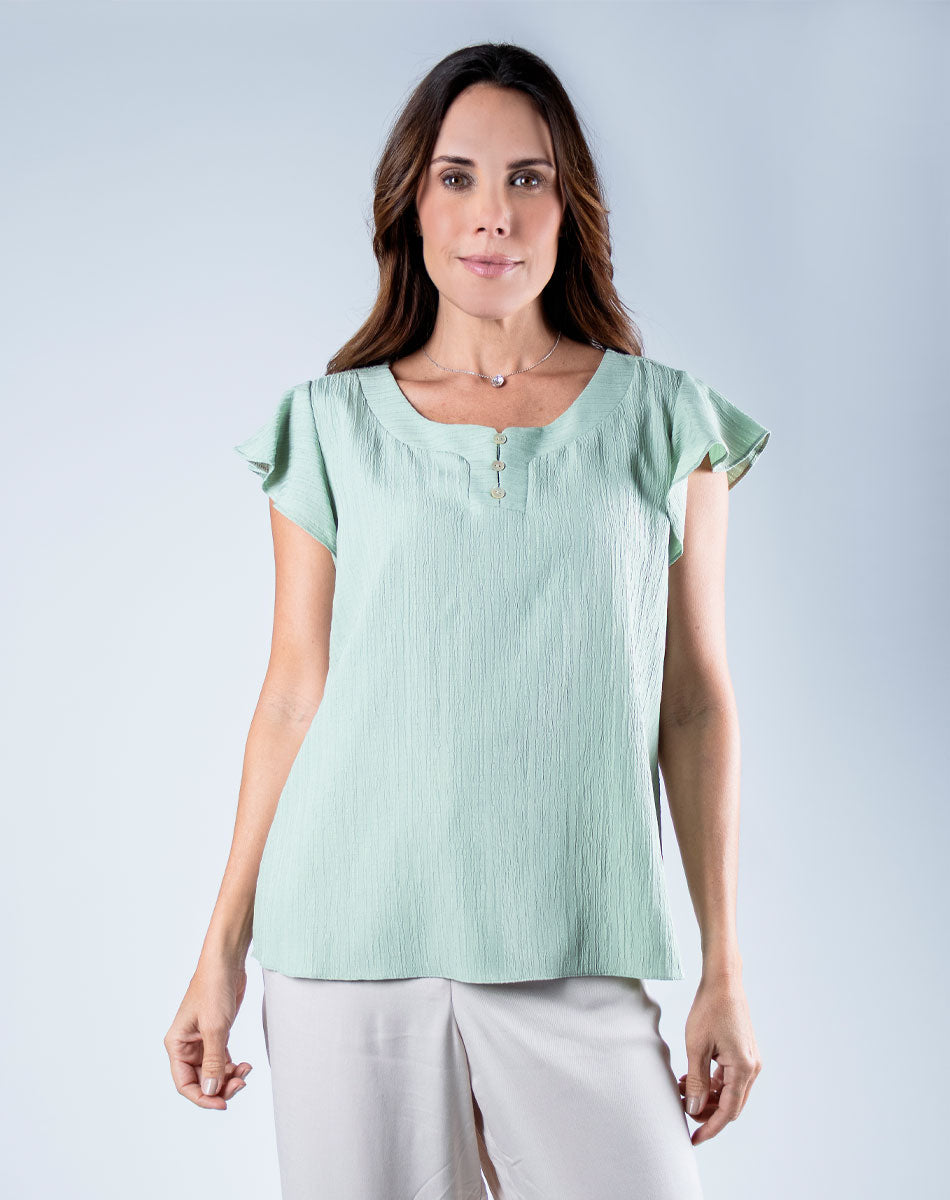 Blusa Clásica Escote Redondo
