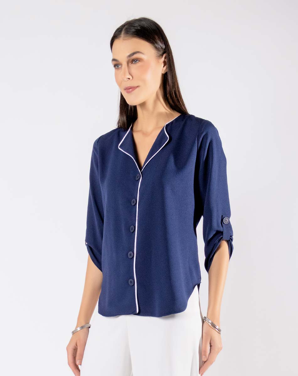 Blusa Escote Solapa