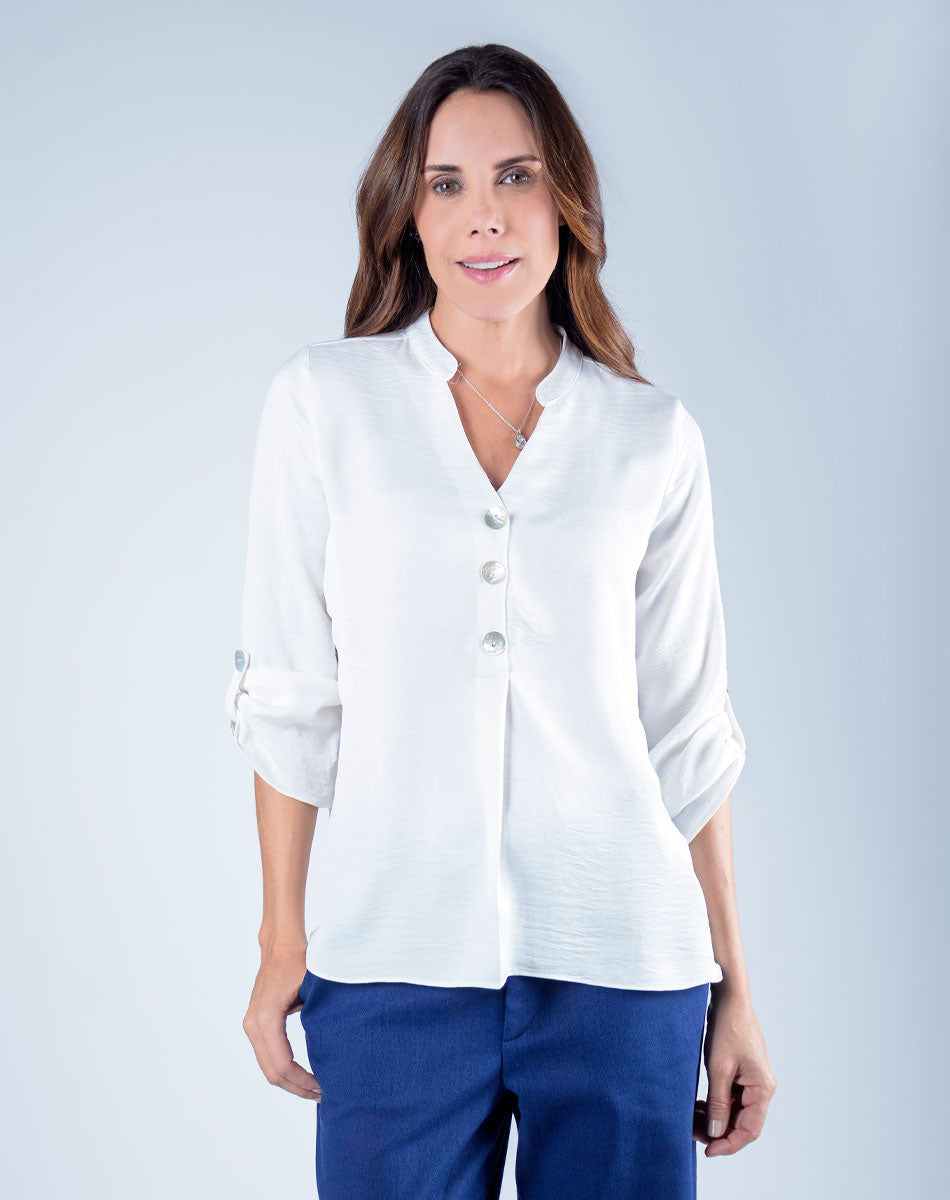 Blusa Tradicional Cuello Mao