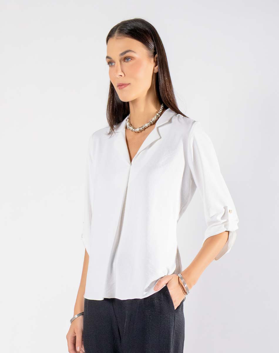 Blusa Escote Solapa