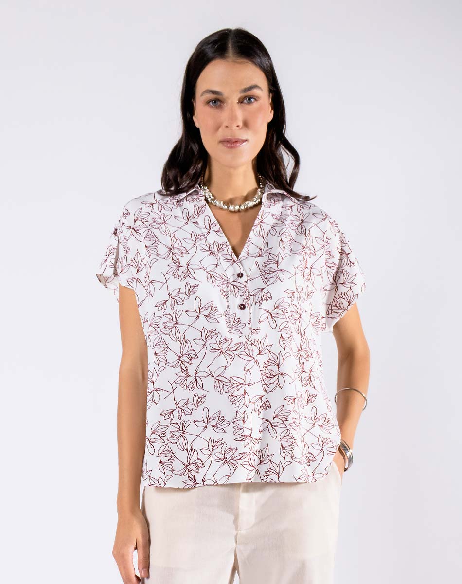Blusa Escote V Floral