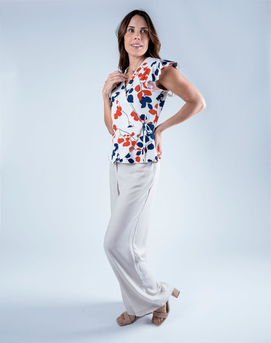 Blusa Cruzada con Estampado