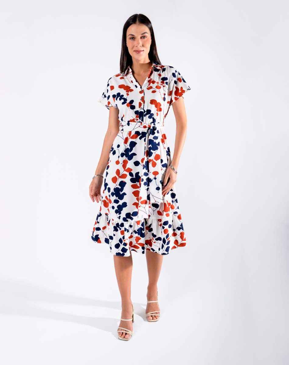 Vestido Midi Manga Corta
