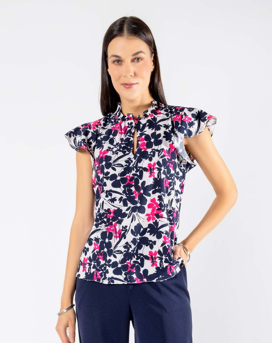 Blusa Escote V Floral