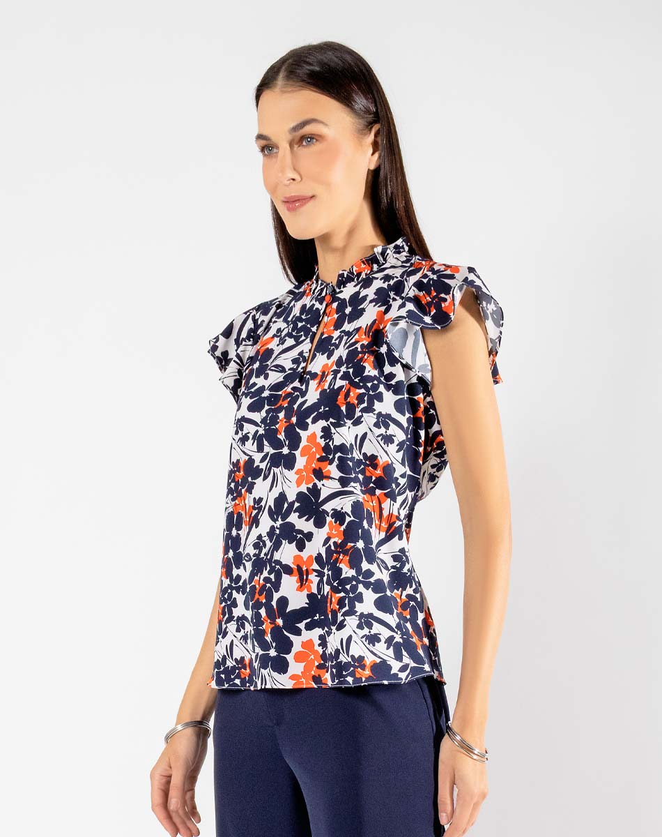 Blusa Escote V Floral