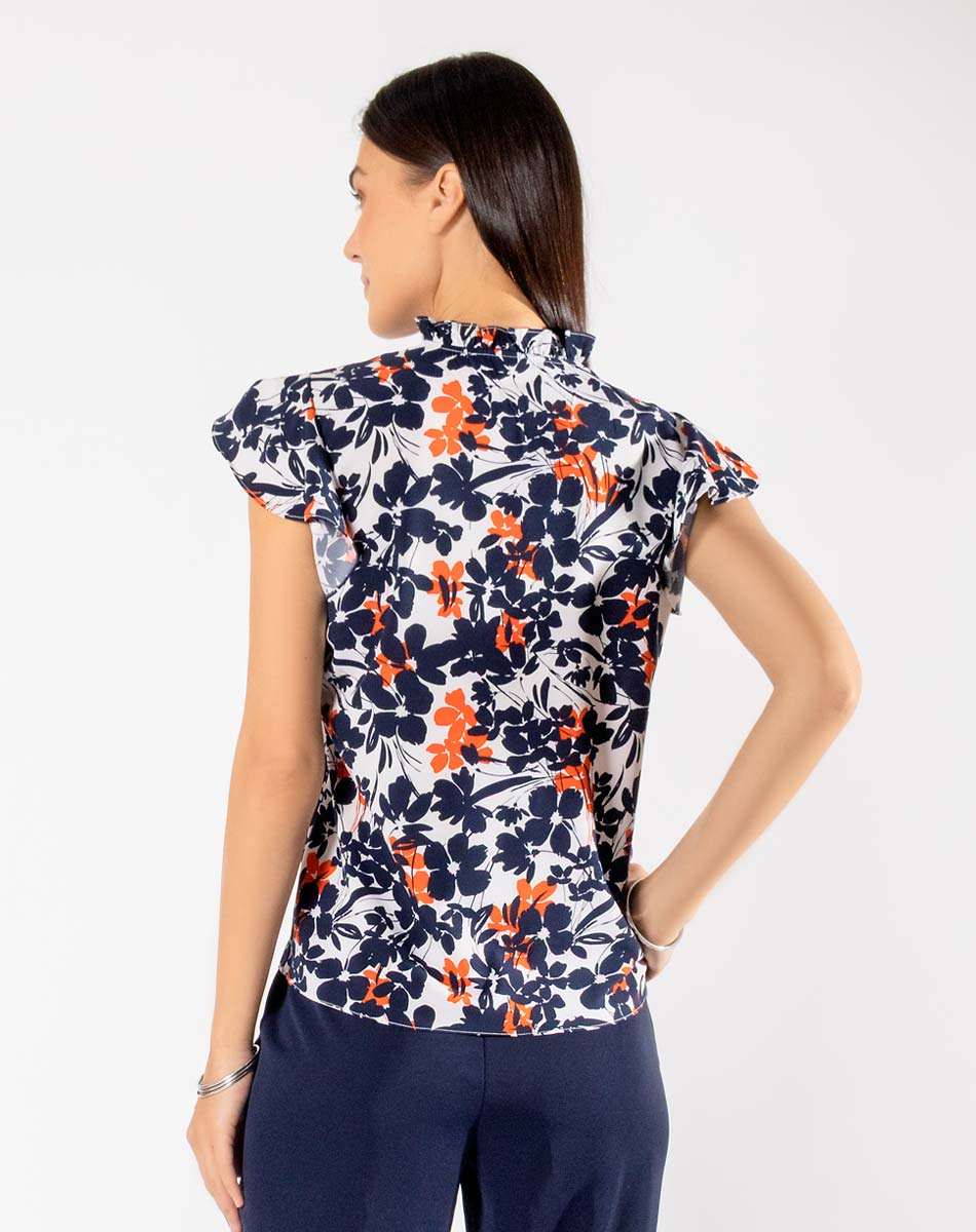 Blusa Escote V Floral