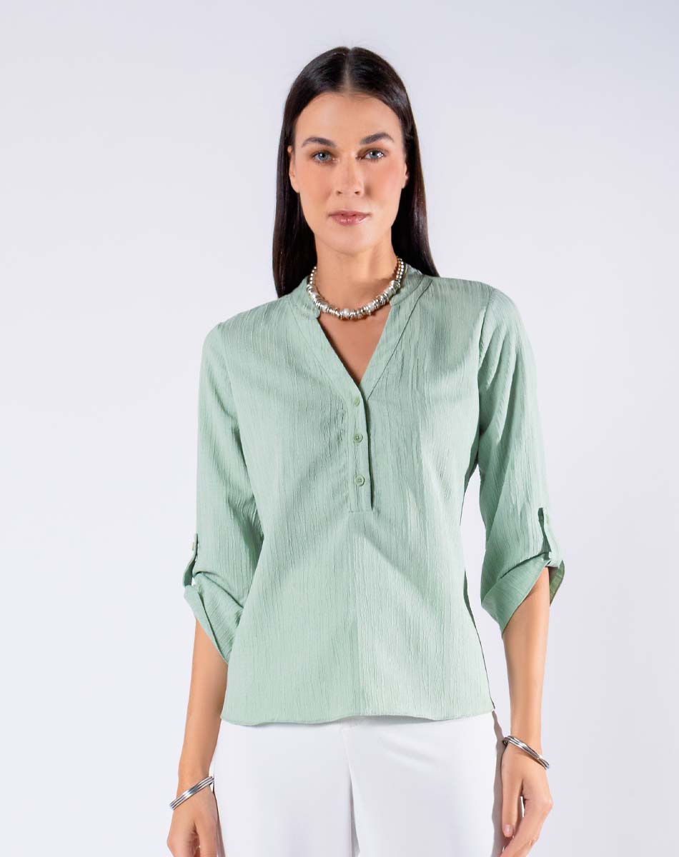 Blusa con Cuello Mao