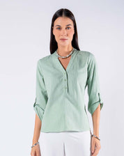 Blusa con Cuello Mao