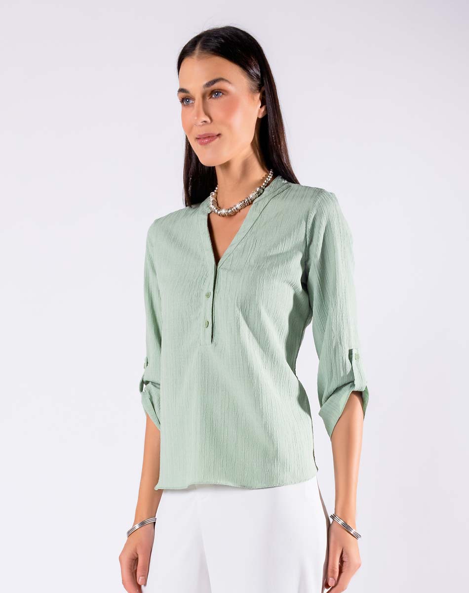 Blusa con Cuello Mao