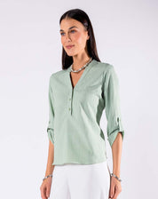 Blusa con Cuello Mao