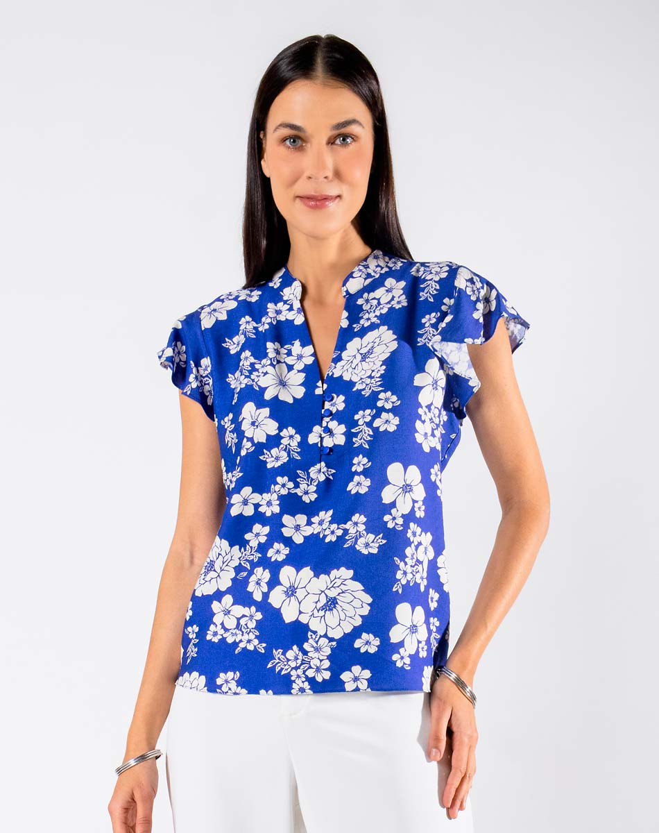 Blusa Floral Escote V