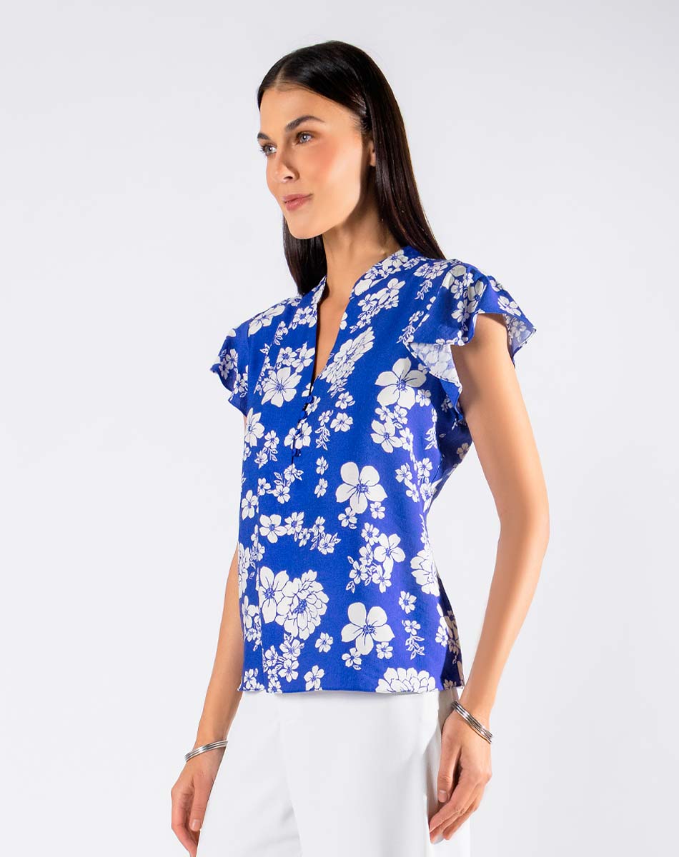 Blusa Floral Escote V