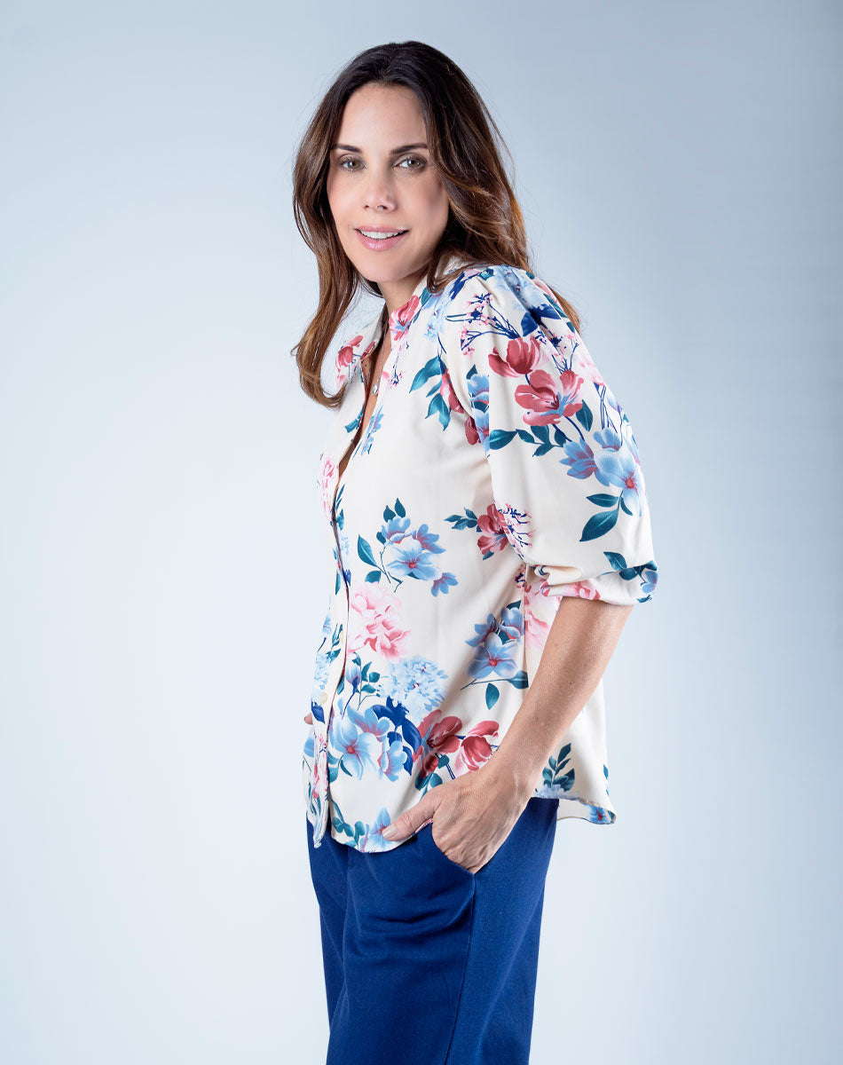 Blusa Cuello Mao Floral