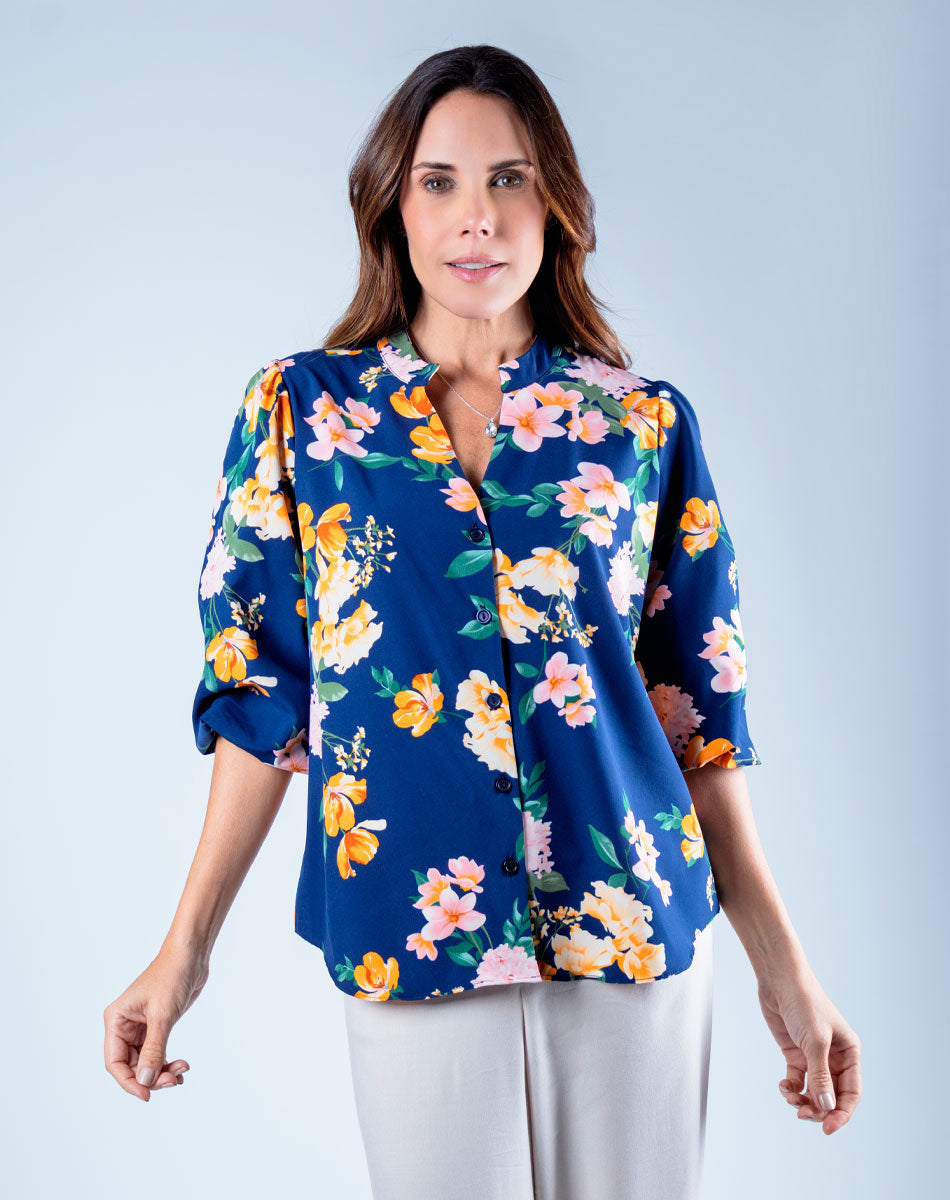 Blusa Cuello Mao Floral