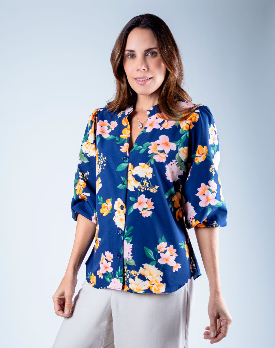 Blusa Cuello Mao Floral