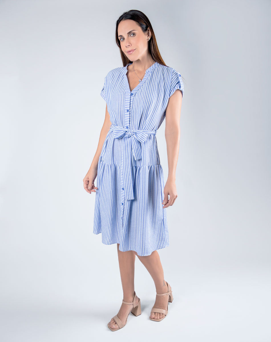 Vestido Midi Cuello Mao