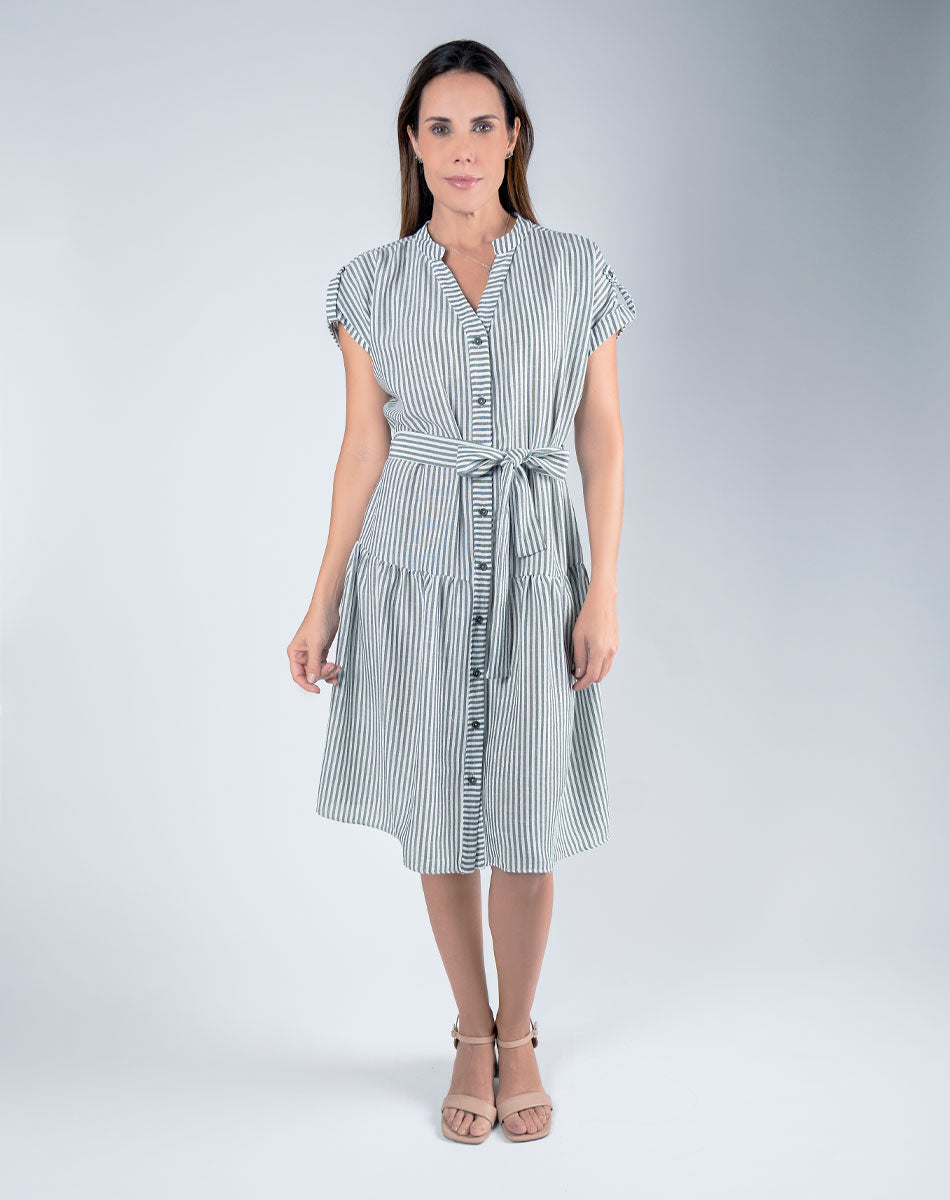 Vestido Midi Cuello Mao