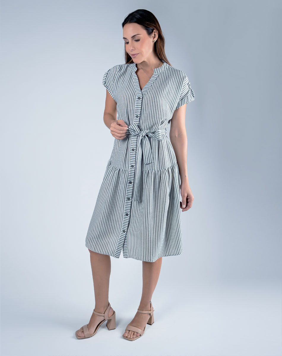 Vestido Midi Cuello Mao