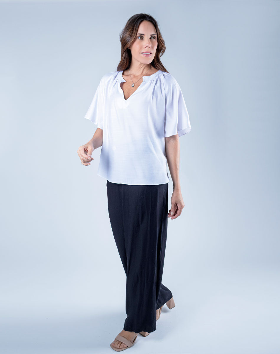 Blusa Clásica Cuello Mao