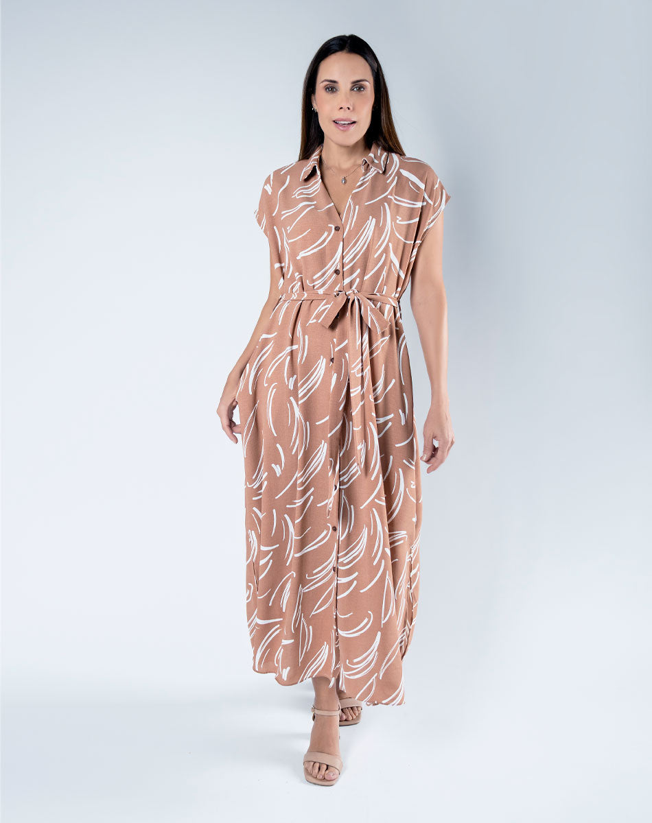 Vestido Escote V con Estampado