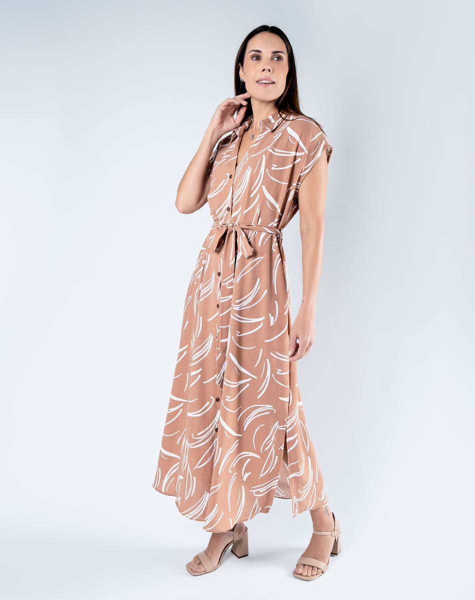 Vestido Escote V con Estampado