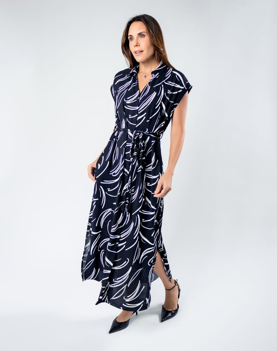 Vestido Escote V con Estampado