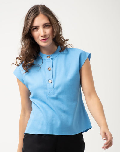 Blusa Con Cuello Mao