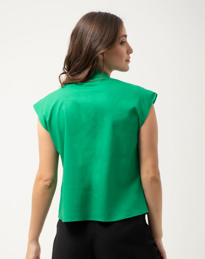 Blusa Con Cuello Mao