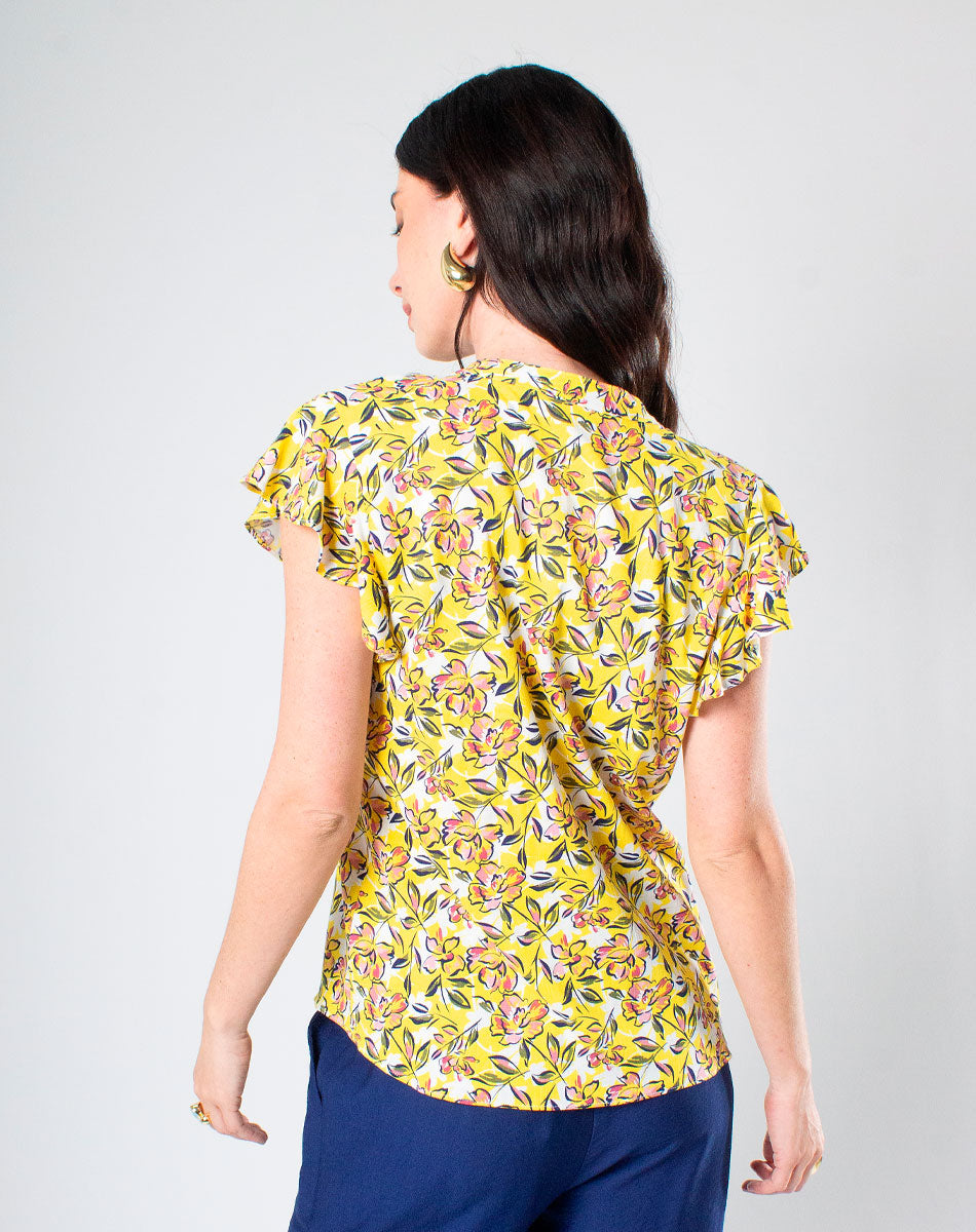 Blusa Con Estampado de Flores