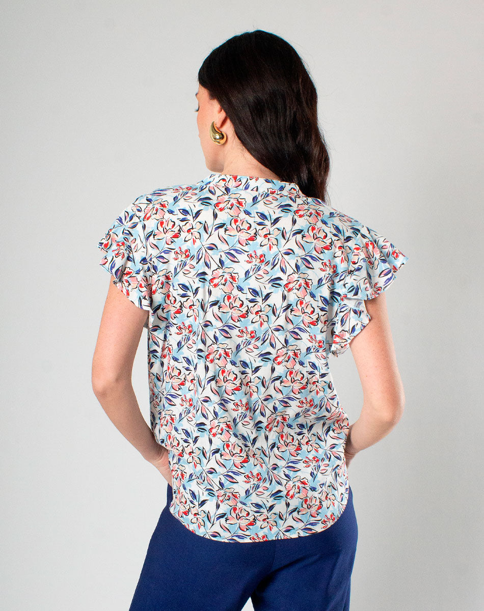 Blusa Con Estampado de Flores