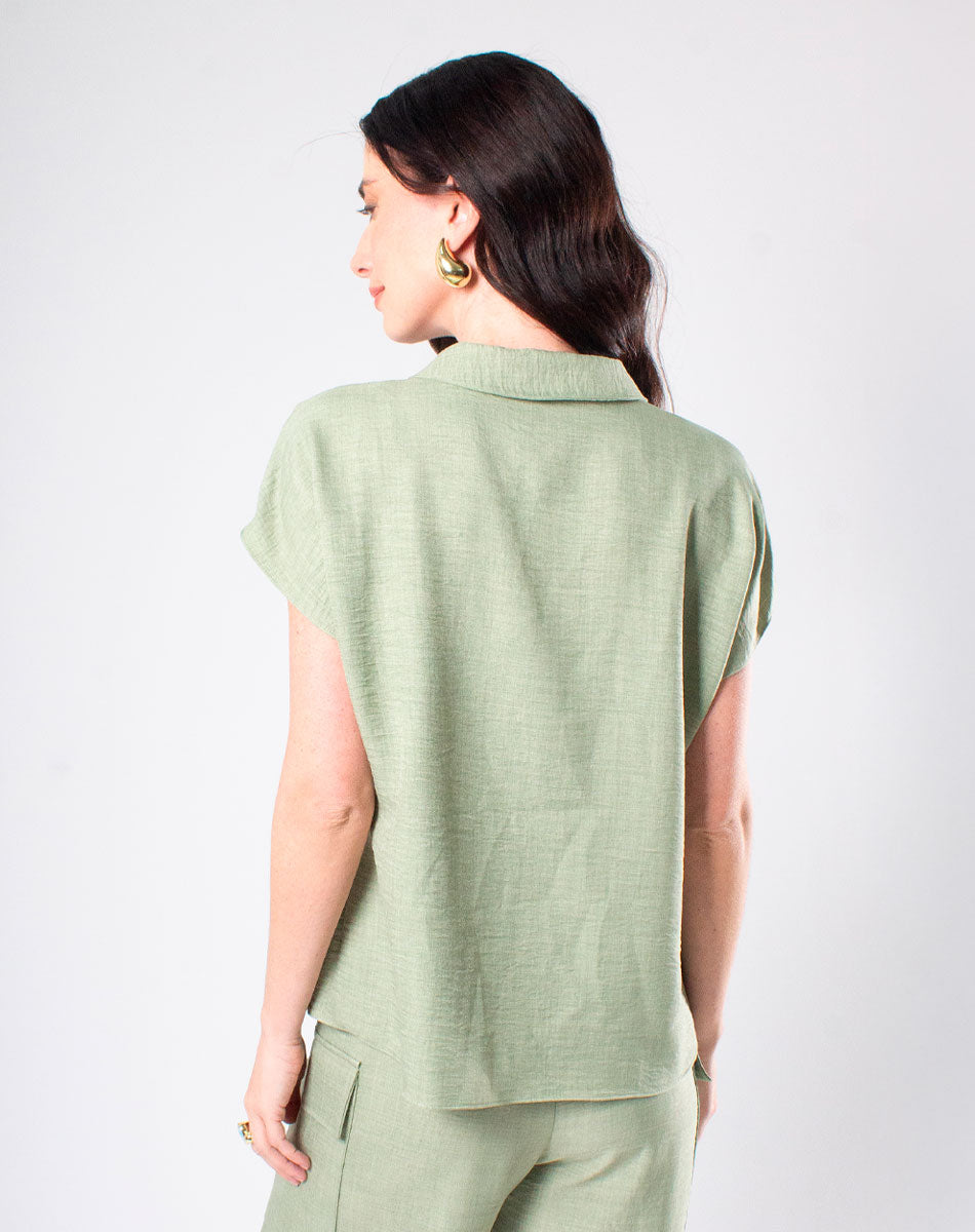 Blusa Cuello Tipo Camisero