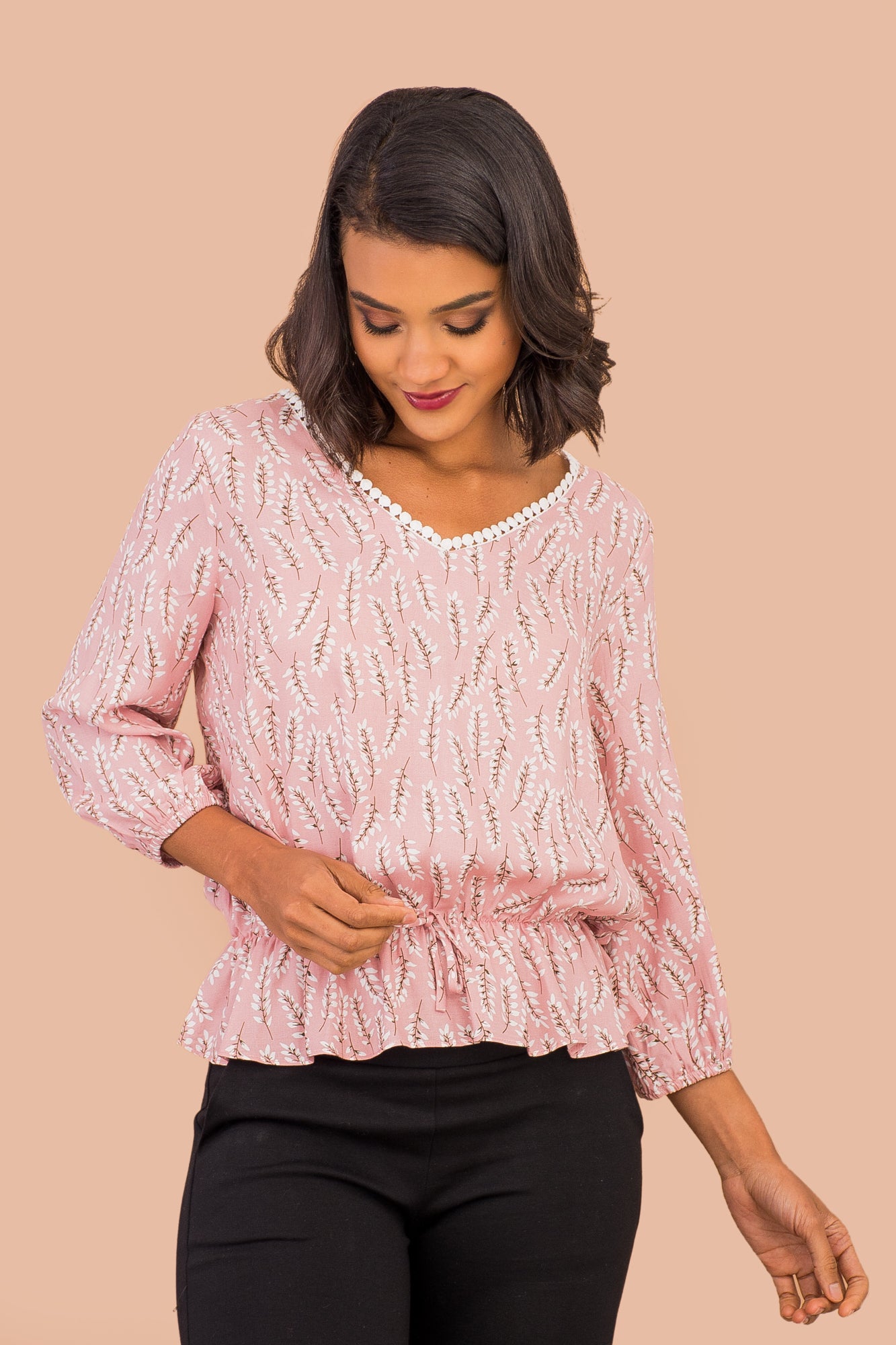 Blusa escote V estampado flora