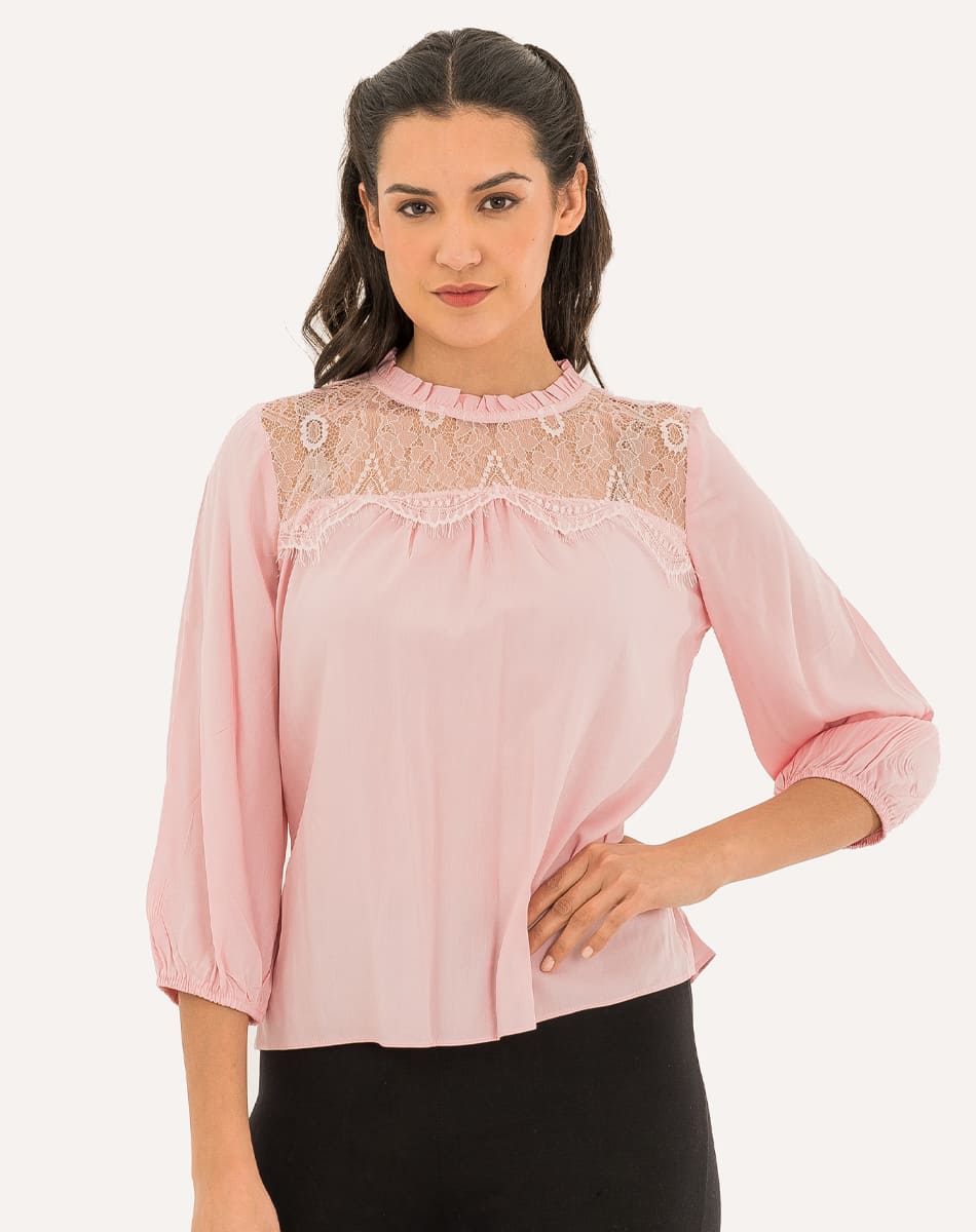 Blusa Con Cuello Redondo