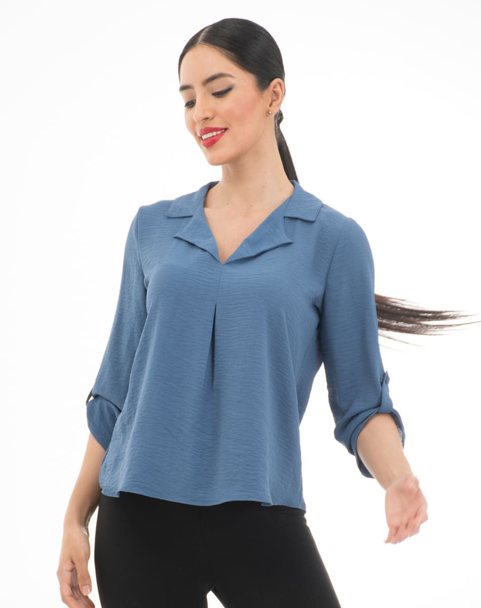 Blusa Con Cuello Camisero
