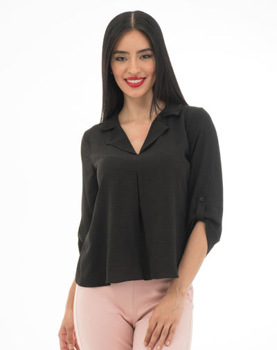 Blusa Con Cuello Camisero
